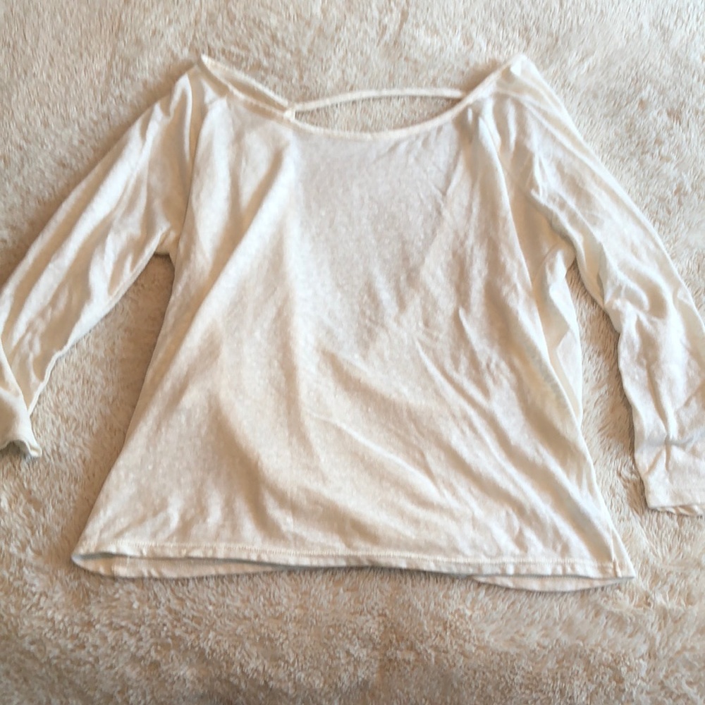 Off white quarter-sleeve top! Open back (:  small